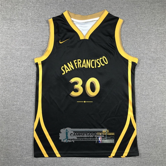 Camiseta Nino Golden State Warriors Stephen Curry NO 30 Ciudad 2023-24 Negro